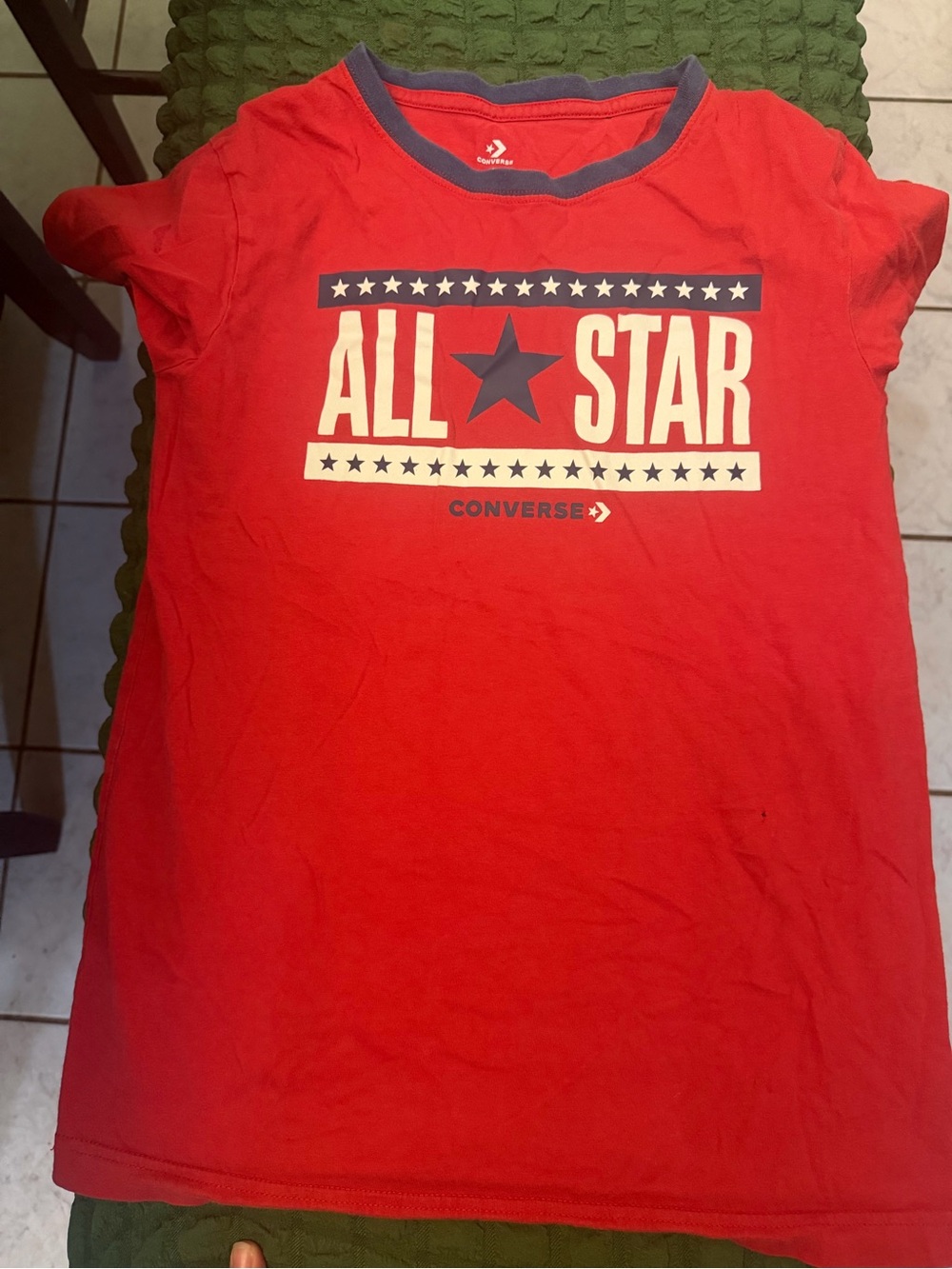 Converse Red Short Sleeve Tee with Navy and White All Star Design